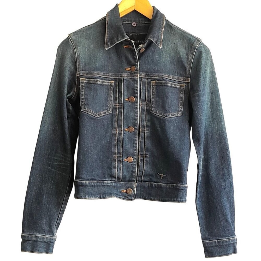 Vtg Sergio Valente Womens Small Cowgirl Western Metal Steer Logo Denim Jacket